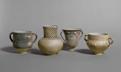 Barbotine cups and small jar, Meroitic Period (c.400 BC - c.400 AD)